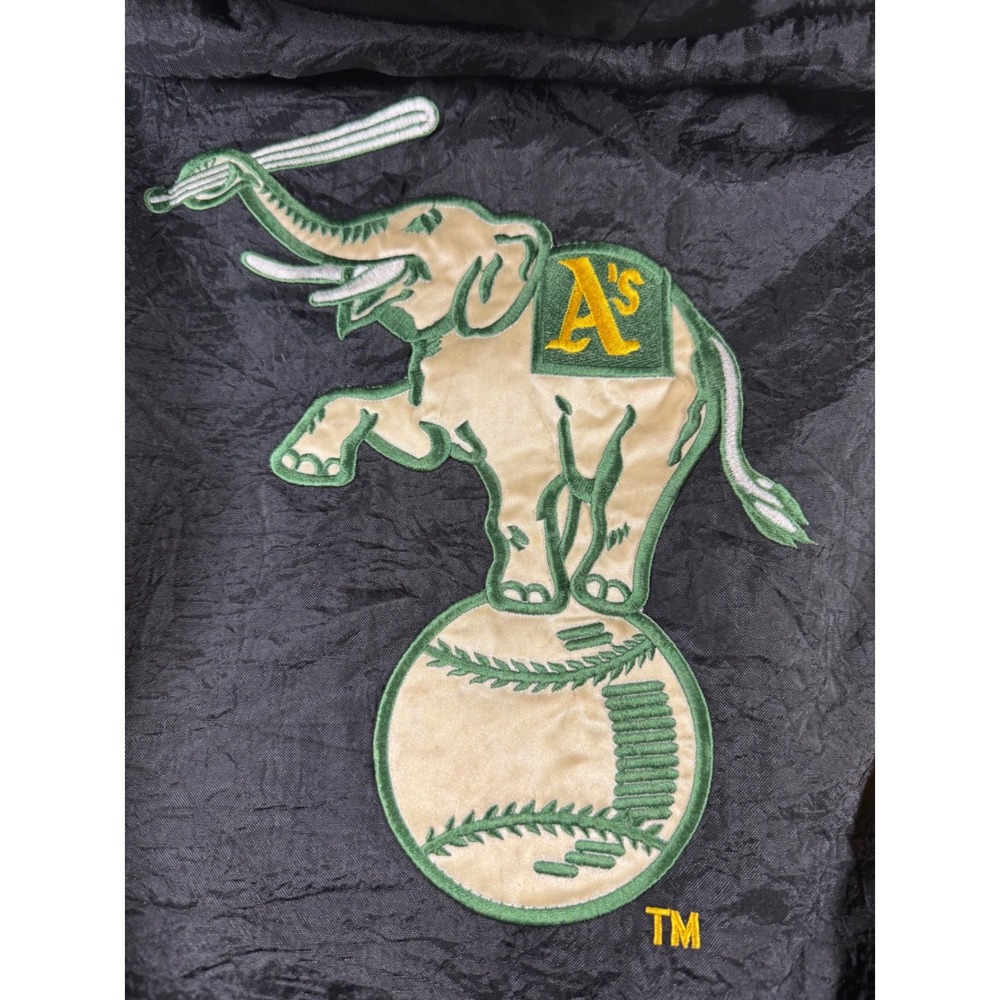 Vintage 90s Starter Oakland A's Puffer Jacket XL Black Green MLB 90s Pullover